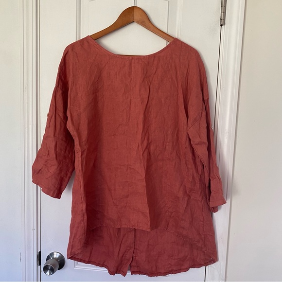 Terzo Millennio High/Low Blouse 100% Linen - Picture 1 of 6